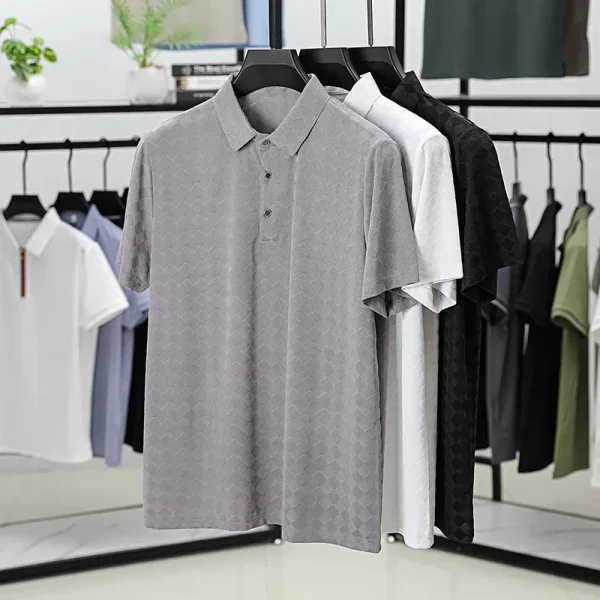BROWON Brand 2025 Summer Luxury Polo Shirts Man Short Sleeve Plaid Design Soft Work Stretch Polo Shirt Men Designer Clothes - Image 4